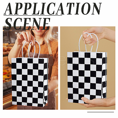 40Pcs Tartan Printed Paper Packing Tote Bags CARB-GO0001-01-1