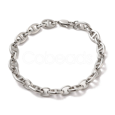 Non-Tarnish 304 Stainless Steel Oval Link Chain Bracelets BJEW-D030-11A-P-1