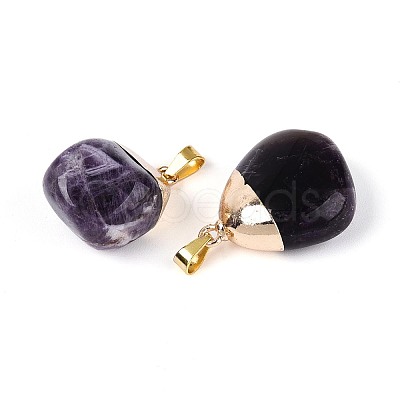 Natural Amethyst Pendants G-N360-05G-06-1