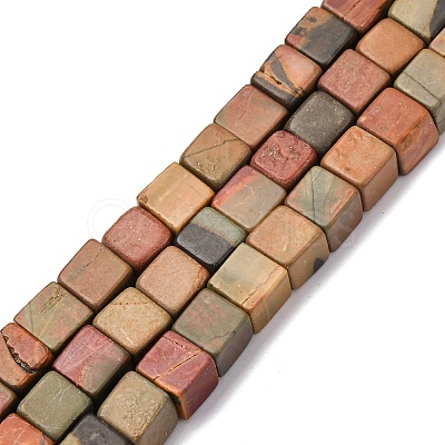 Natural Picasso Stone/Polychrome Jasper Beads Strands G-B155-C10-8x8mm-1