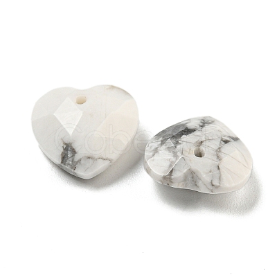 Natural Howlite Faceted Heart Charms G-G123-01I-1