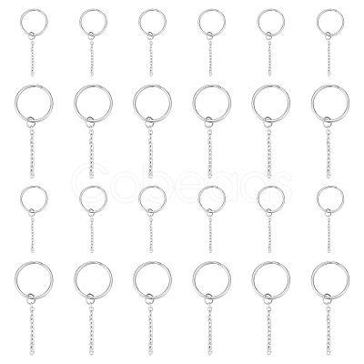 304 Stainless Steel Split Key Ring Clasps STAS-UN0006-33P-1