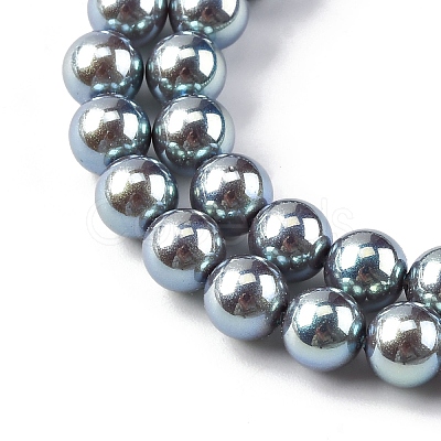 UV Plating Pearlized Glass Pearl Beads Strands GLAA-F128-01A-T23-1
