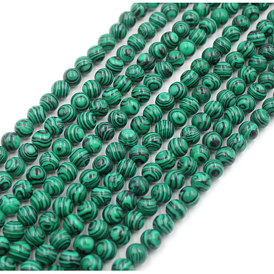 Imported Synthetic Malachite Round Beads Strands G-A130-2mm-J01-1