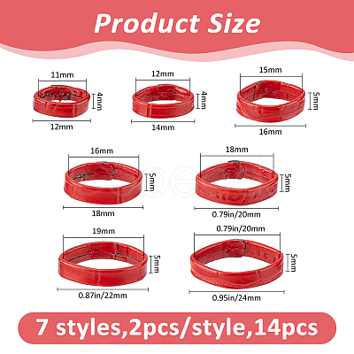 14Pcs 7 Styles Cowhide Leather Watch Strap Ring FIND-FH0017-42B-1