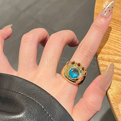 Alloy Rhinestone Enamel and Acrylic Finger Rings FS-WG0032C-03-1