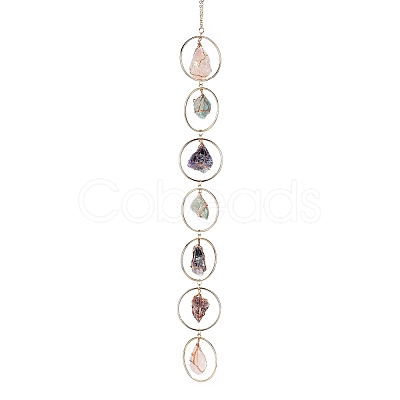 Nuggets Chakra Gemstone Chandelier Hanging Suncatcher AJEW-Q143-02-1