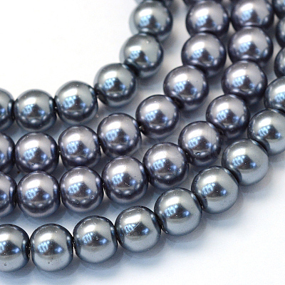 Baking Paint Pearlized Glass Pearl Round Bead Strands X-HY-Q003-12mm-12-1
