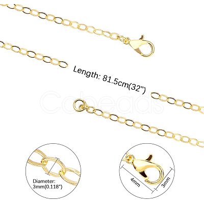 Brass Cable Chain Necklace Making MAK-PH0004-14-1