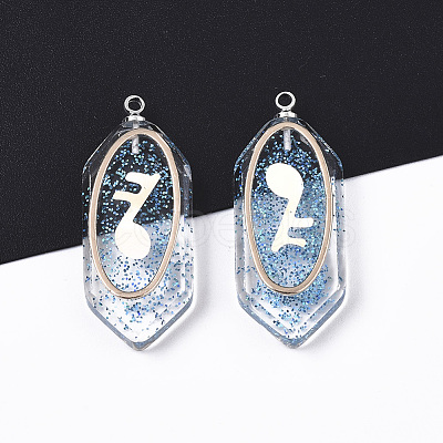 Glitter Powder Transparent Epoxy Resin Pendants CRES-S359-26-1