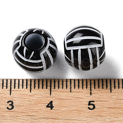 Spray Printed Opaque Acrylic European Beads SACR-P031-06B-01-1