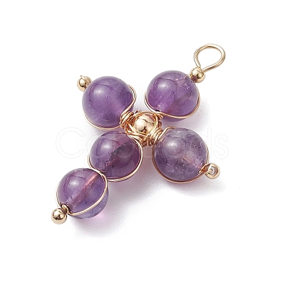 Natural Amethyst Pendants PALLOY-JF02885-04-1