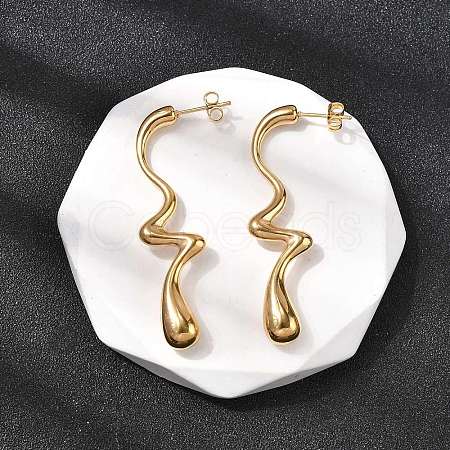 304 Stainless Steel Irregular Teardrop Stud Earrings EJEW-P330-02G-1