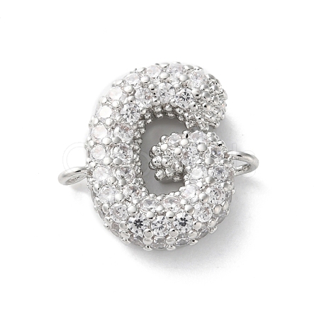 Brass Micro Pave Cubic Zirconia Letter Links KK-I717-04G-P-1