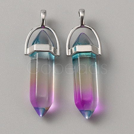 Glass Double Terminal Pointed Pendants G-WH0016-41E-1