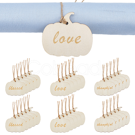 30 Sets 3 Style Unfinished Wooden Napkin Rings Tags Set DIY-FH0005-62-1
