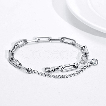 Tarnish Resistant Stainless Steel Paperclip Chain Bracelets PW-WG97459-02-1
