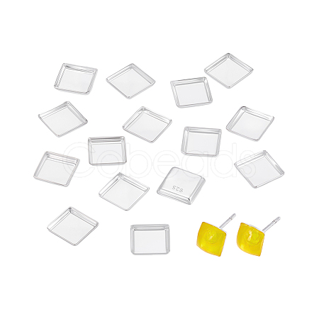 15Pcs 925 Sterling Silver Square Cabochon Settings STER-PH0003-99-1