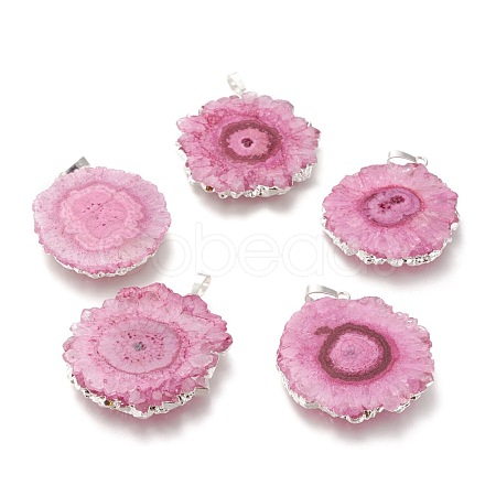 Dyed Natural Druzy Solar Quartz Crystal Pendants G-F693-01A-S-1