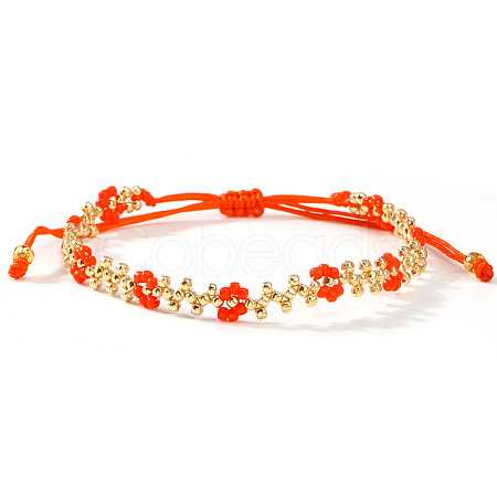Bohemian Glass Seed Bead Braided Bead Bracelets AS6316-2-1