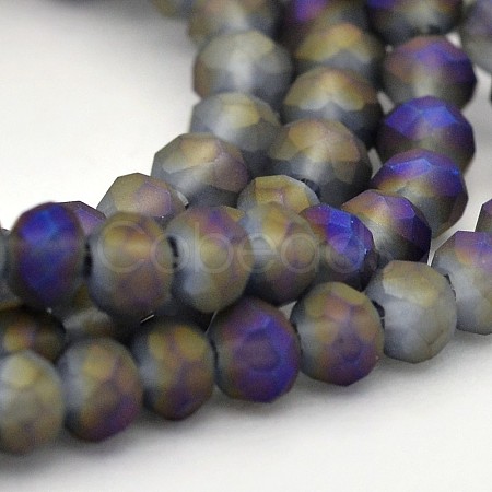 Full Rainbow Plated Faceted Rondelle Glass Beads Strands EGLA-J054-3x2mm-FR02-1