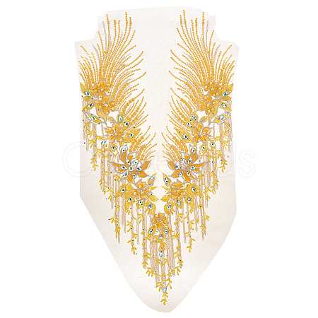 Polyester Embroidered Floral Lace Rhinestone Collar DIY-WH0304-901A-1