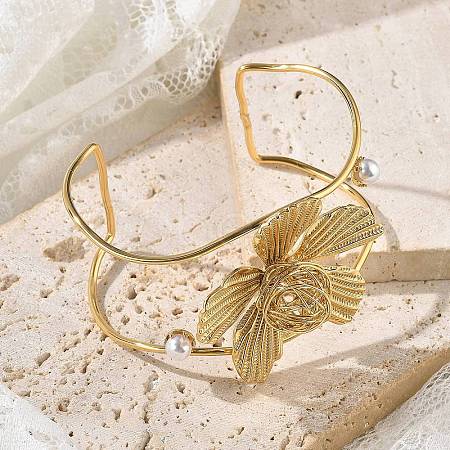 304 Stainless Steel Cuff Bangles for Women BJEW-Z091-04G-02-1