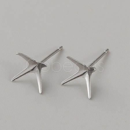 Rhomdium Plated 925 Sterling Silver Stud Earring Findings STER-WH0009-15E-P-1