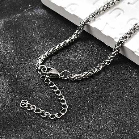 Non-Tarnish 316 Surgical Stainless Steel Wheat Chain Necklaces NJEW-M176-18-B-1