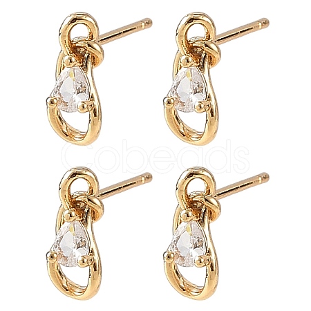 SHEGRACE Teardrop Brass Micro Pave Clear Cubic Zirconia Stud Earrings XGRQ4N543-701G-1