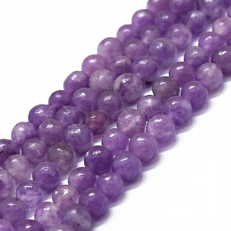 Natural Lepidolite/Purple Mica Stone Beads Strands G-M353-A01-4mm-1