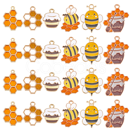 48Pcs 6 Styles Alloy Enamel Pendants ENAM-SC0005-50-1