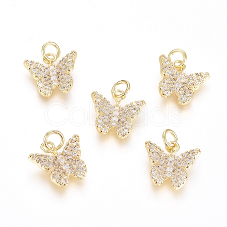 Brass Micro Pave Cubic Zirconia Pendants ZIRC-G166-30G-1