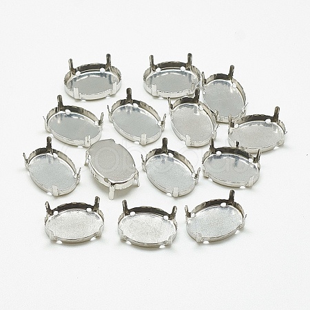 Non-Tarnish 201 Stainless Steel Sew on Prong Settings STAS-T032-03-20x30mm-1