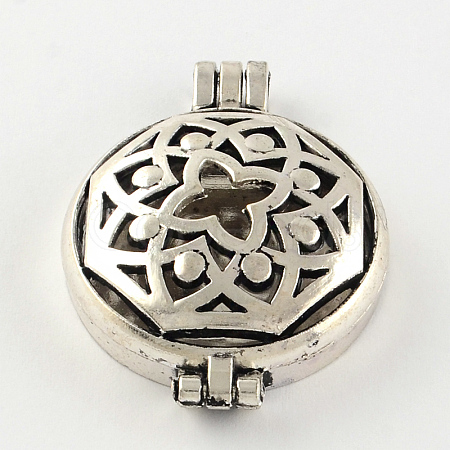 Rack Plating Hollow Brass Diffuser Locket Pendants KK-S666-AS-1