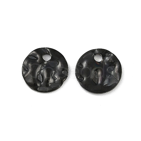 304 Stainless Steel Textured Disc Charms STAS-Q336-11A-B-1