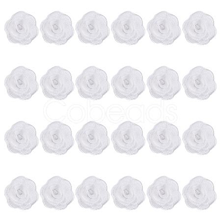 24Pcs 3D Rose Flower Polyester Computerized Embroidered Ornament Accessories DIY-HY0002-58-1