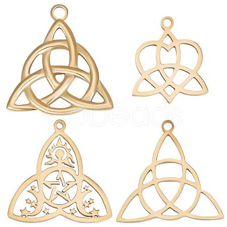 12Pcs 4 Style 304 Stainless Steel Pendants STAS-BBC0001-88-1