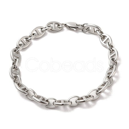 Non-Tarnish 304 Stainless Steel Oval Link Chain Bracelets BJEW-D030-11A-P-1