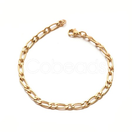 304 Stailess Steel Figaro Chain Bracelets BJEW-N280-03-1