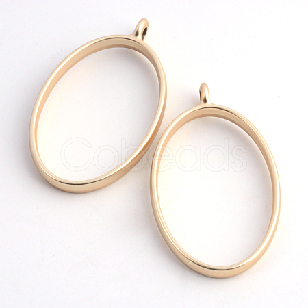 Matte Style Rack Plating Alloy Oval Open Back Bezel Pendants X-PALLOY-S047-26C-FF-1