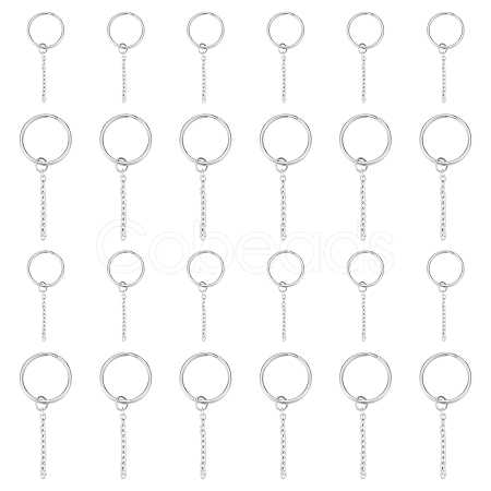 304 Stainless Steel Split Key Ring Clasps STAS-UN0006-33P-1