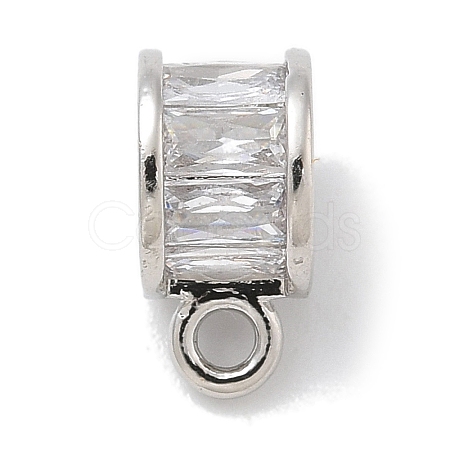 Rack Plating Brass Micro Pave Clear Cubic Zirconia Tube Bails KK-L224-025P-1