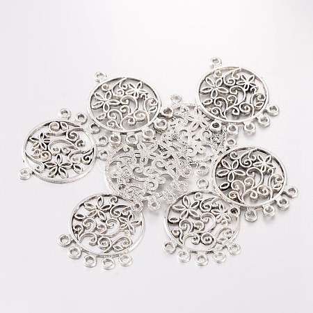 Tibetan Style Alloy Flat Round Chandelier Component X-EA269Y-1