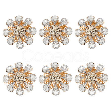 6Pcs Acrylic Rhinestone Buttons DIY-FG0004-60C-1