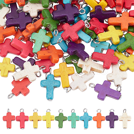 100Pcs Dyed Synthetic Turquoise Pendants PALLOY-HY00120-1