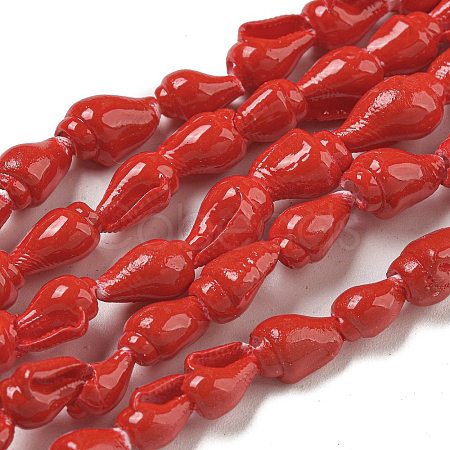 Spray Painted Natural Spiral Shell Beads Strands X1-BSHE-G039-08E-1
