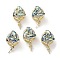 Knot Shape Brass Micro Pave Cubic Zirconia Cup Peg Bails, with Synthetic Opal, Cadmium Free & Lead Free, Long-Lasting Plated, Real 18K Gold Plated, 17.5x10x7mm, Hole: 6.3x3mm, Pin: 0.7mm