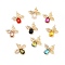 K9 Glass Pendants, with Light Gold Brass Finding, Butterfly Charms, Mixed Color, 30.5x30x5.5mm, Hole: 1.6mm