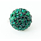 Polymer Clay Rhinestone Beads, Pave Disco Ball Beads, Grade A, Half Drilled, Round, Emerald, PP9(1.5.~1.6mm), 6mm, Hole: 1.2mm